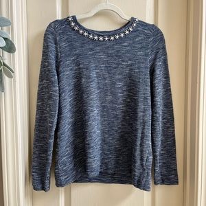 J. Crew Knit Top with Jeweled Collar